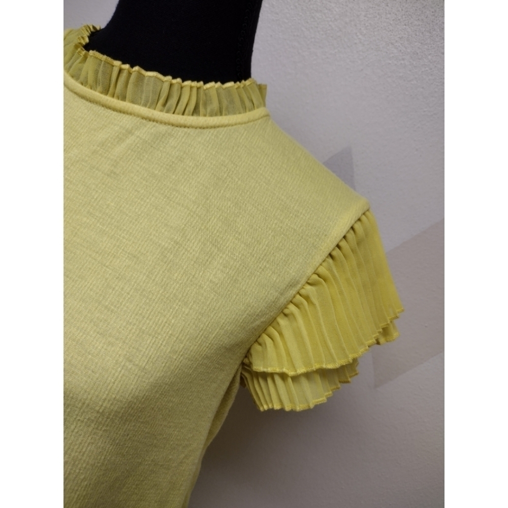 Meraki Lemon Yellow Top With Flutter Sleeves - image 5